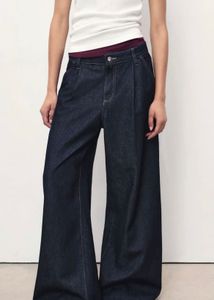 MANGO women high rise pleated wide leg jeans