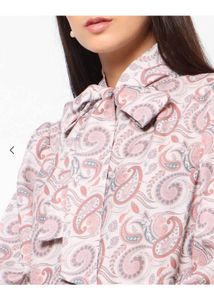 Paisley Print Tie-Neck Blouse
