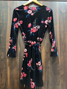 H&amp;M Floral Velvet Mini Dress