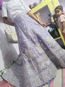 levender lehenga with contrast blouse or duppta