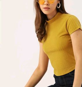 Ribbed Mock Neck Crop Top