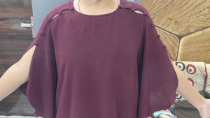 Wine Batwing Top