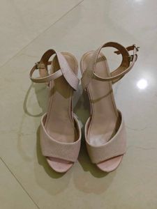 Pink platform block heel