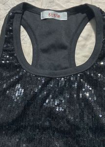 Sparkly Black Sequence Tank Top