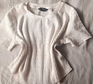 Crinkle Texture Cream Top