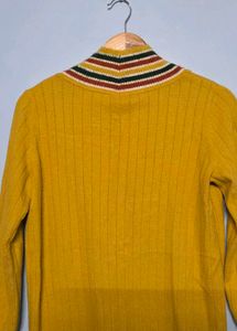 Retro Mustard V-Neck Knit Dress