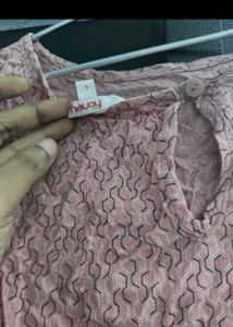 White Printed Short Sleeve and Pink Tunic Top