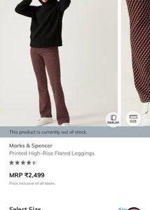 M&amp;S Stylish Maroon Geometric Pattern Pants
