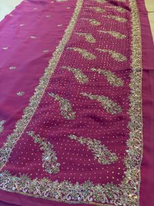 Elegant Purple Embroidered Saree