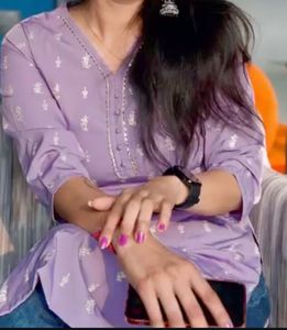Lavender Kurta with White Print