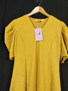 Saaki Yellow Round Neck Dress (Women)