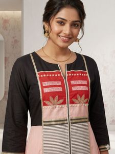 Elegant Pink &amp; Black Kurta for Women