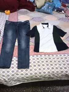 Classic Blue 3/4pants & Colorblock Shirt