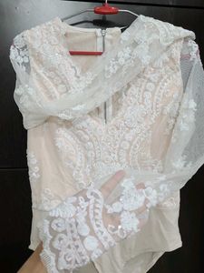 Party wear Sequins &amp; Lace Embellished Bodysuit