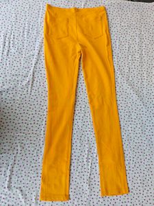 Yellow Leggings  fully stretchable with Floral Emb