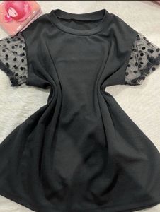 Black Top With Beautiful Net Sleeves
