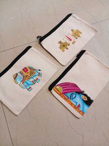 Set of 3 Hand-Painted Pouches