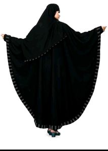 Elegant Black Abaya with Striped Trim