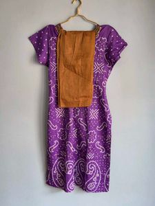 Purple Bandhani 3Pc Kurta Set with Dupatta