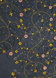 Beautiful Navy Blue Embroidered Saree