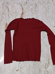 Chic Red Long Sleeve Top