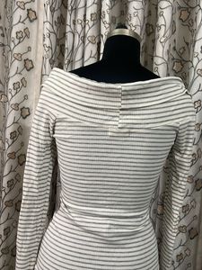 Striped Off-Shoulder Long Sleeve Top