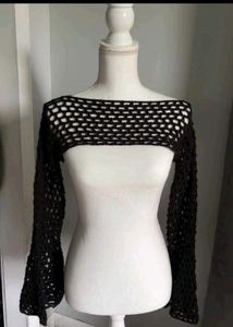Black Crochet Arm Warmers/Bolero