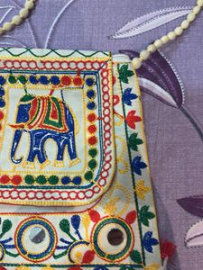 Jaipuri Embroidered Elephant Crossbody Bag