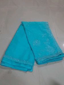 Stunning Blue Sequin Work Saree