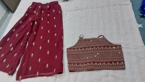 Maroon Embellished Kurta Set