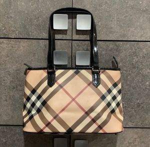 Burberry’s Haymarket Check Tote Patent Leather