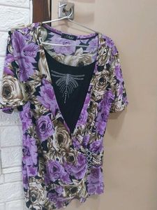 Y2k Purple Floral Top