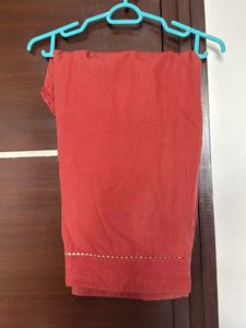 Rust Floral Print Kurta with matching pants