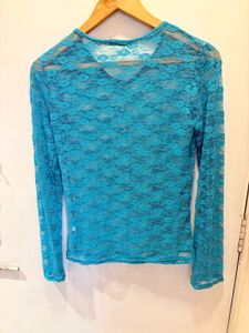 Beautiful Blue Lace Long Sleeve Top