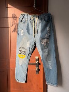 Distressed Denim Jeans with Fun Graphics
