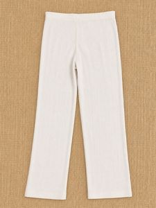 White Ribbed Wide-Leg Pants