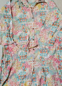 Patterned Embellished Button-Down Top