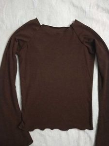 Brown Bell Sleeve Top