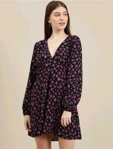 Bershka Women Blouson Floral Dress – XS