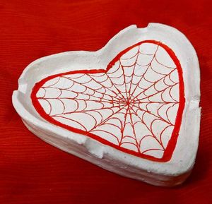 Heart Shaped Ashtray w/ Spiderweb Design