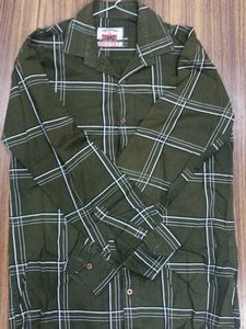 Men cotton olive white striped shirt