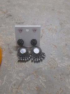 4 set of Oxidised Mirror Jhumka Earrings