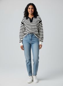 Korean unisex polo Striped Tshirt