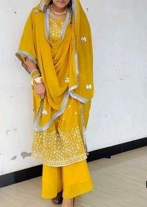 Stunning Yellow Sequined kurta set