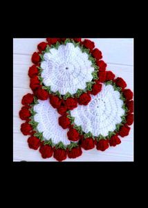 Crochet Flower &amp; Coaster Set