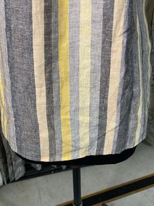 Striped Cotton Kurta with Embroidered Yoke