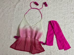 Desi backless ombre top with scarf