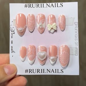 White Lace Press-On Nails