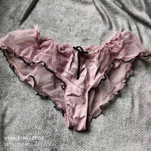 8138. Sheer Ruffle Pink Panty
