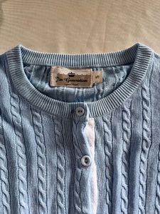 Cute Blue Cable Knit Cardigan